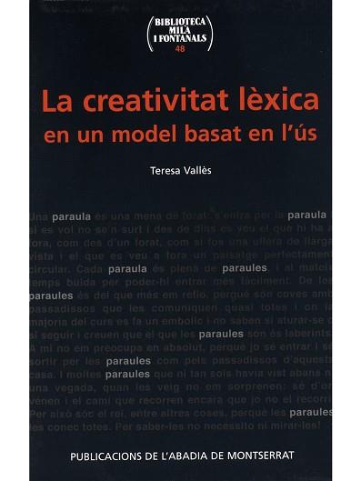 CREATIVITAT LEXICA EN UN MODEL BASAT EN L'US | 9788484156758 | VALLES TERESA