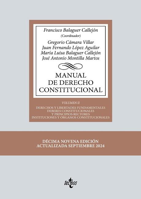 MANUAL DE DERECHO CONSTITUCIONAL | 9788430990580 | BALAGUER CALLEJÓN, FRANCISCO / CÁMARA VILLAR, GREGORIO / LÓPEZ AGUILAR, JUAN FERNANDO / BALAGUER CAL