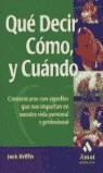 QUE DECIR COMO Y CUANDO | 9788497350280 | GRIFFIN, JACK