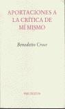 APORTACIONES A LA CRITICA DE SI MISMO PT-478 | 9788481913415 | CROCE, BENEDETTO