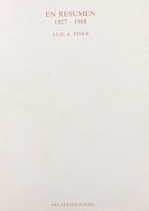 EN RESUMEN 1927-1988 | 9788487101212 | PIÑER, LUIS