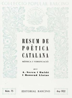 RESUM DE POETICA CATALANA.METRICA I VERSIFICACIO | 9788472263871 | SERRA BALDO, ALFONS ; LLATES, ROSSEND