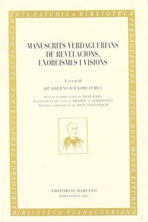 MANUSCRITS VERDAGUERIANS DE REVELACIONS EXORCISMES VOL.2 | 9788472267046 | VARIS