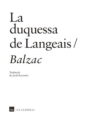 DUQUESSA DE LANGEAIS | 9788418858161 | BALZAC, HONORÉ DE