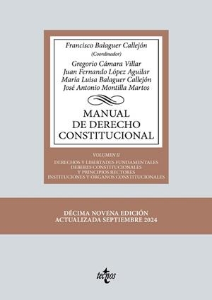 MANUAL DE DERECHO CONSTITUCIONAL | 9788430990580 | BALAGUER CALLEJÓN, FRANCISCO / CÁMARA VILLAR, GREGORIO / LÓPEZ AGUILAR, JUAN FERNANDO / BALAGUER CAL