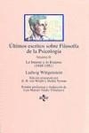 ULTIMOS ESCRITOS SOBRE FILOSOFIA DE LA PSICOLOGIA | 9788430927968 | WITTGENSTEIN, LUDWIG